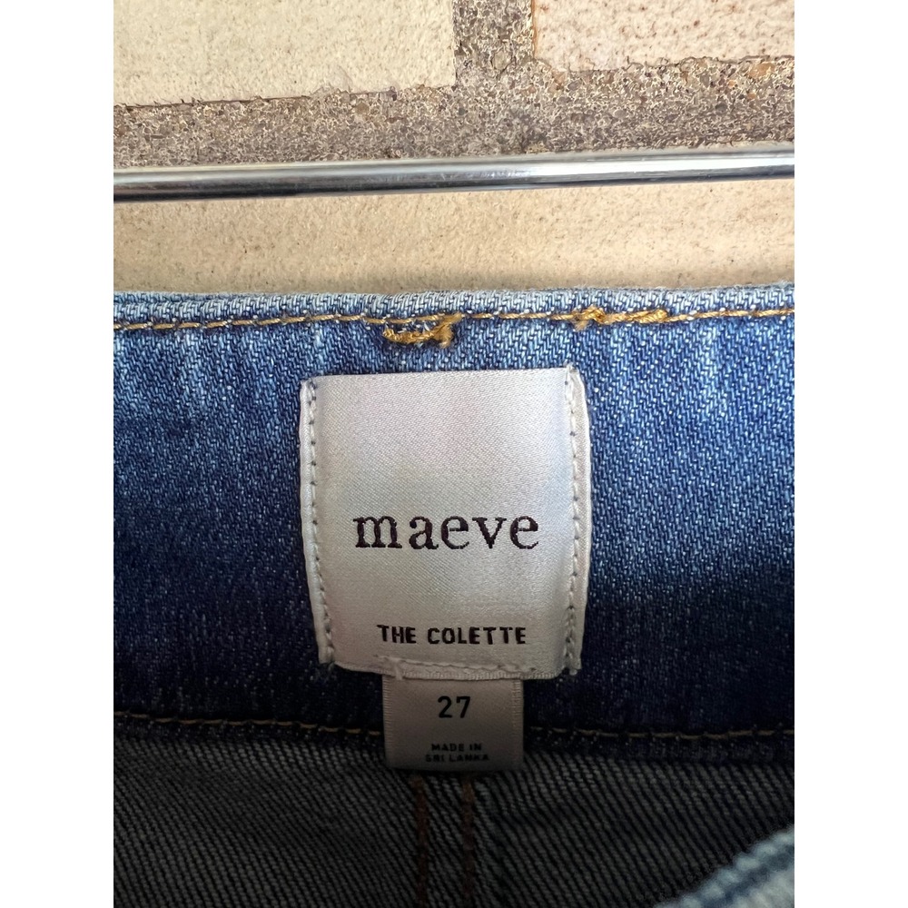 Anthropologie Maeve The Colette Wide Leg Crop Jeans Studded Embellished Blue 27 - Picture 2 of 6